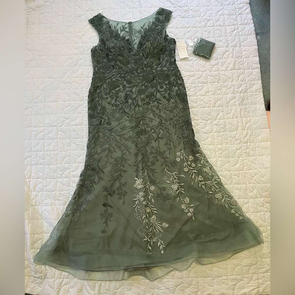 Montage by Mon Cheri Sage Green Embroidered Gown